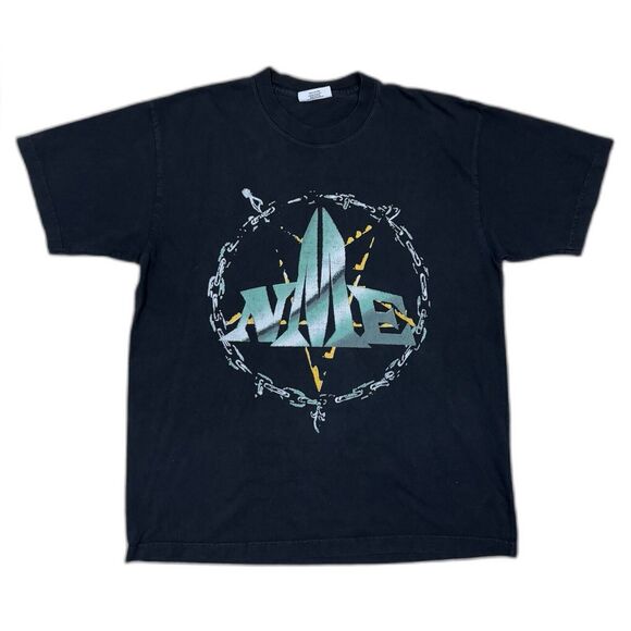 Vintage Manace NME Tour T-Shirt Men’s Size M Black Rock Band Tee 90s - Picture 1 of 6